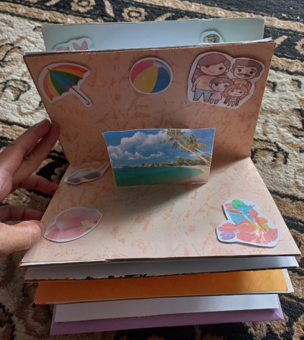 <p>Melqnjutkan membuat alat peraga (pop up book),...