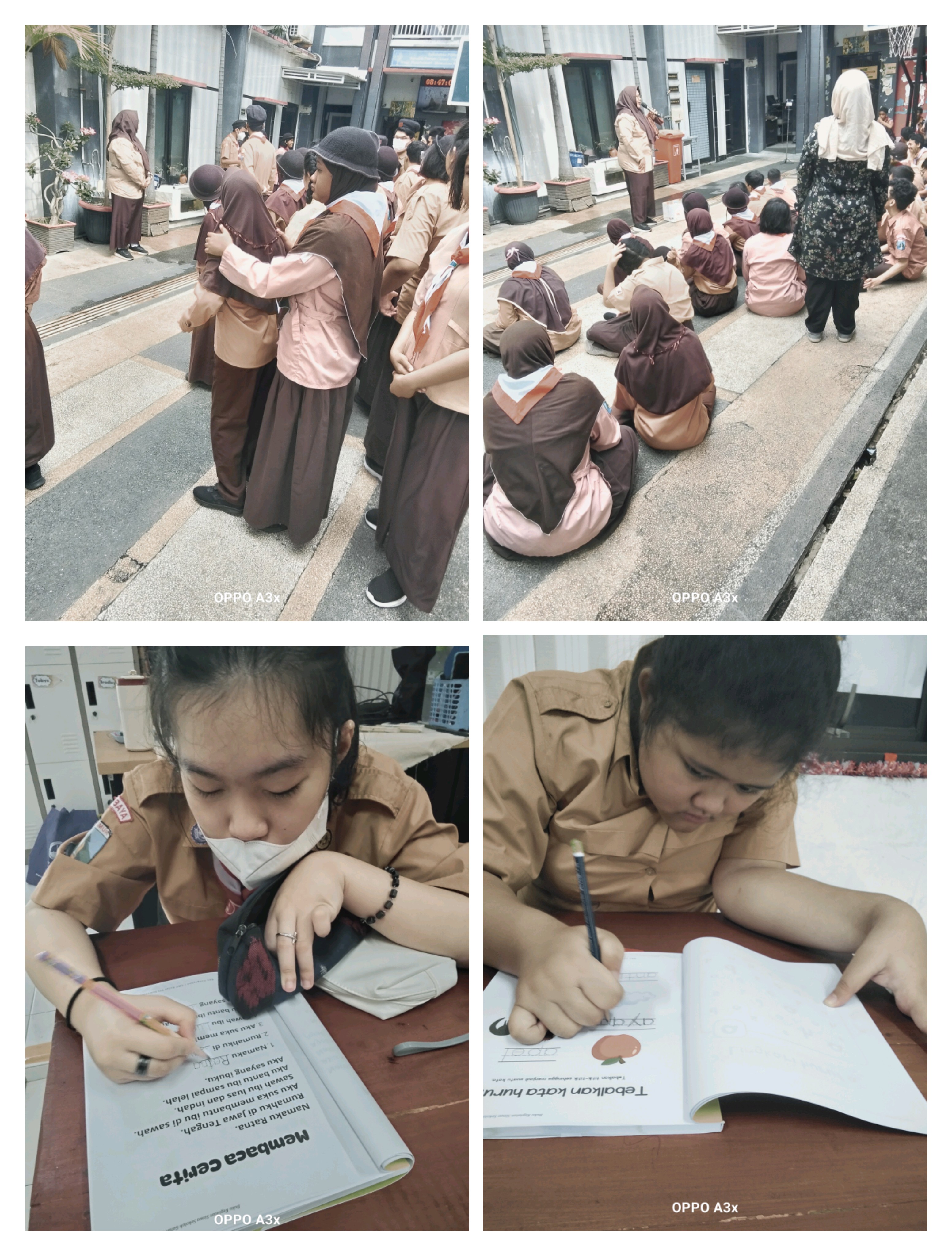 <p>Berdoa,,,, kegiatan Pramuka di halaman sekolah...