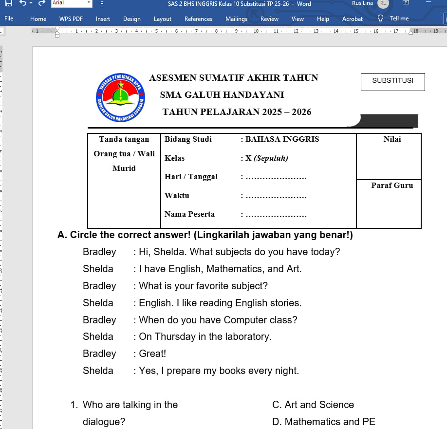 <p>Membuat soal SAS kelas X </p>