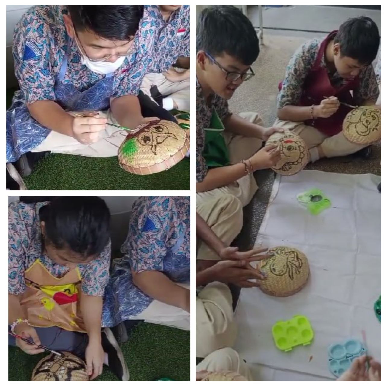 <p>Mendampingi kegiatan vokasi mengecat topi dari...