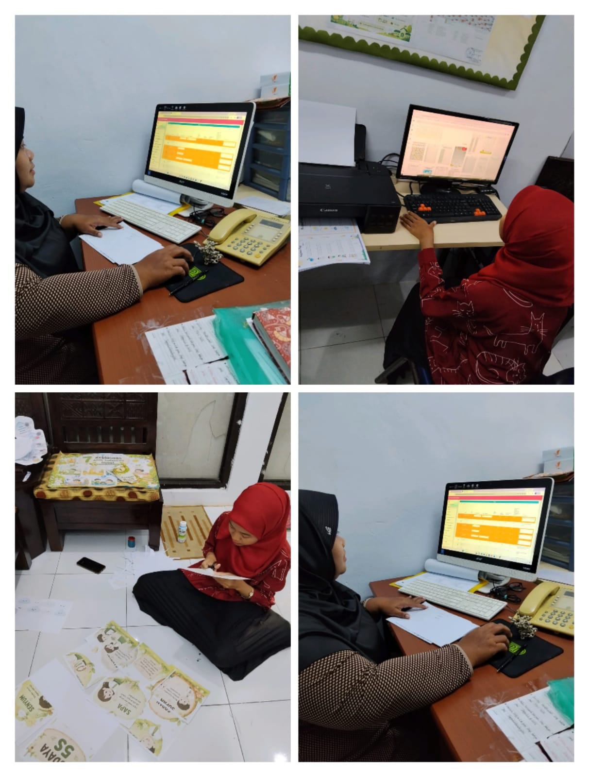 <p>Mengerjakan hiasan kelas dan menyiapkan workshe...