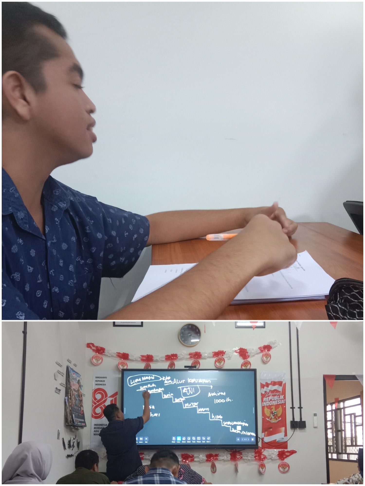 <p>Mendampingi riswan mengerjakan soal agama islam...
