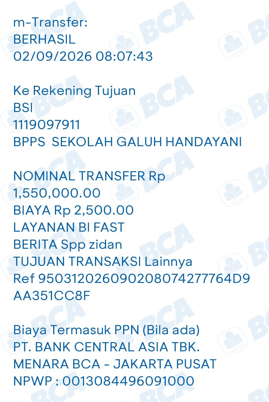 <p>Melayani dan pemrosesan pembayaran SPP baik tun...