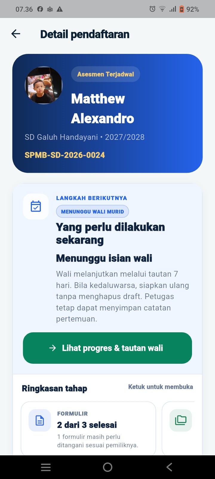 <p>Pemrosesan SPMB SD system baru dari internal al...
