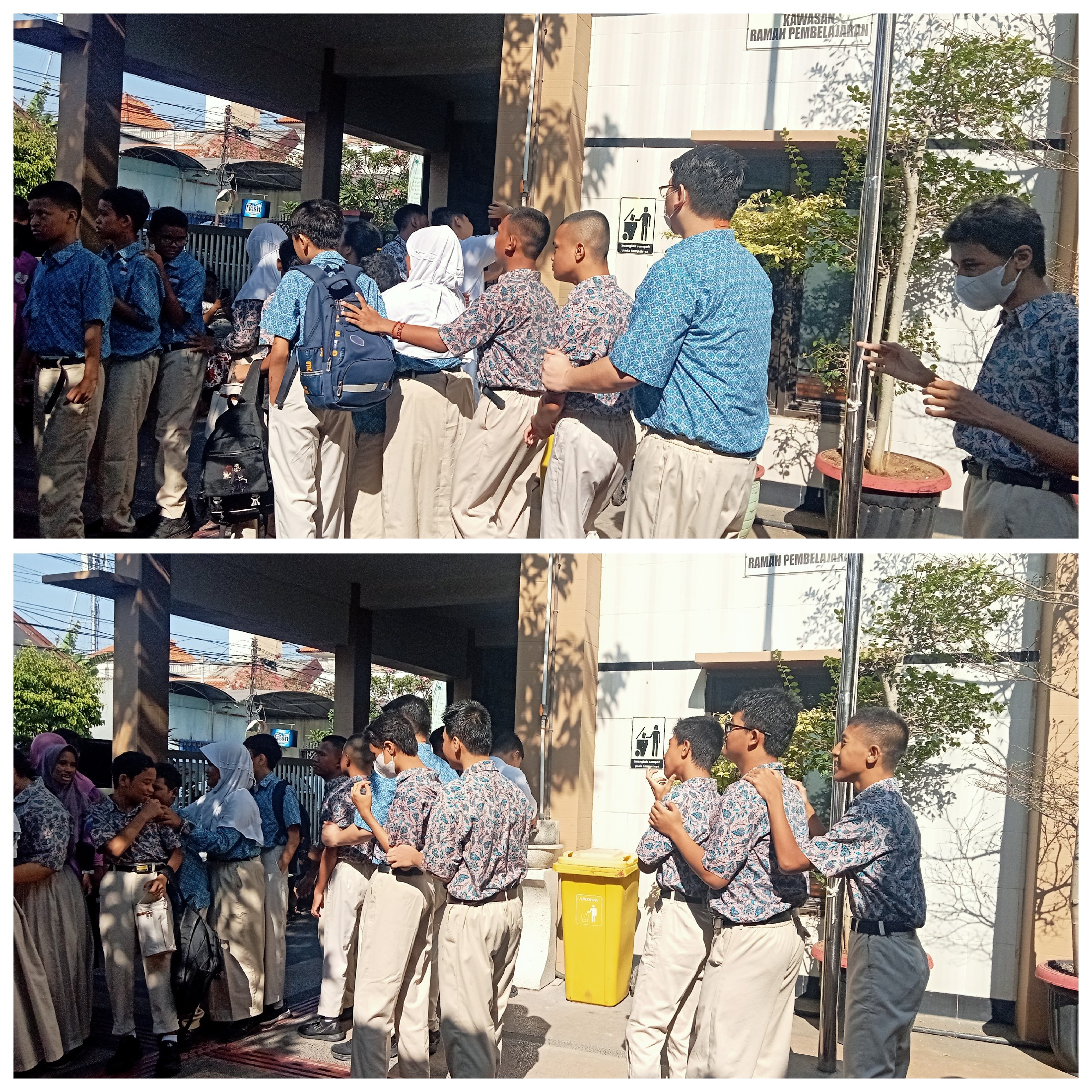 <p>Mendampingi apel pagi</p>