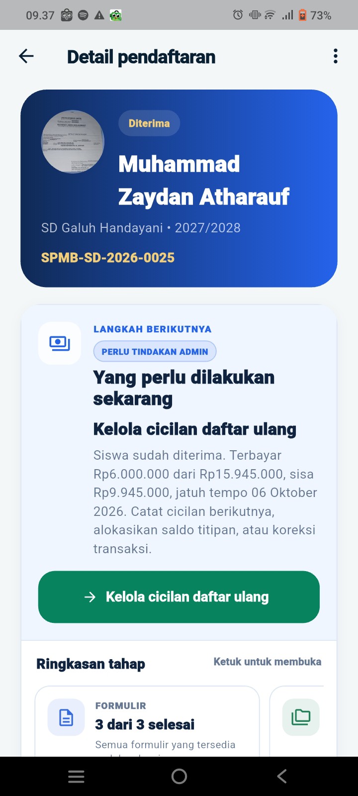 <p>Proses SPMB jalur indent&nbsp;</p>