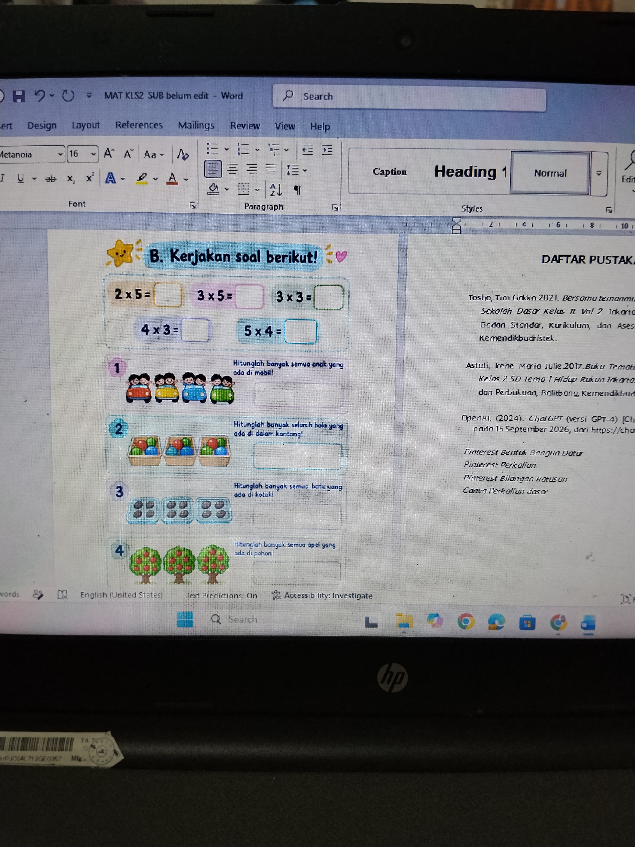 <p>Mengerjakan BKS</p>