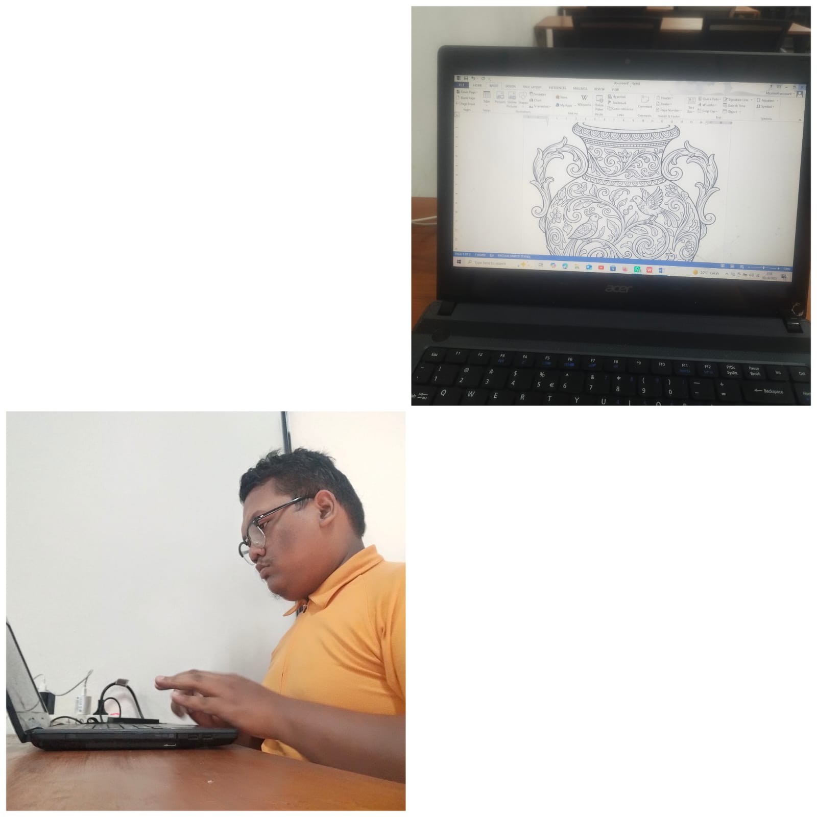 <p>Saya membuat sketsa mewarnai kegiatan hari Seni...