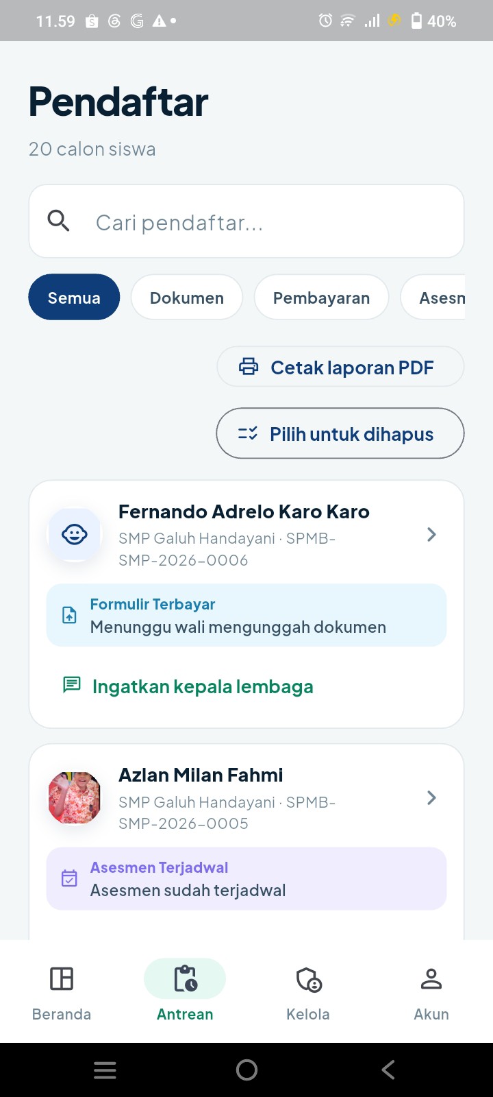 <p>Proses SPMB Tapel 2027-2028 a.n Azlan Milan mas...