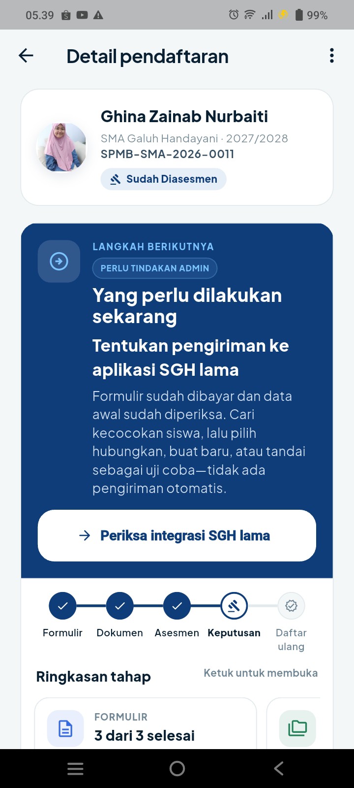 <p>Proses SPMB SMA a.n Ghina Zaenab Nurbaiti</p>