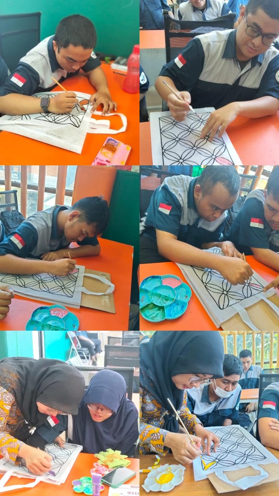 melukis batik di toted bag