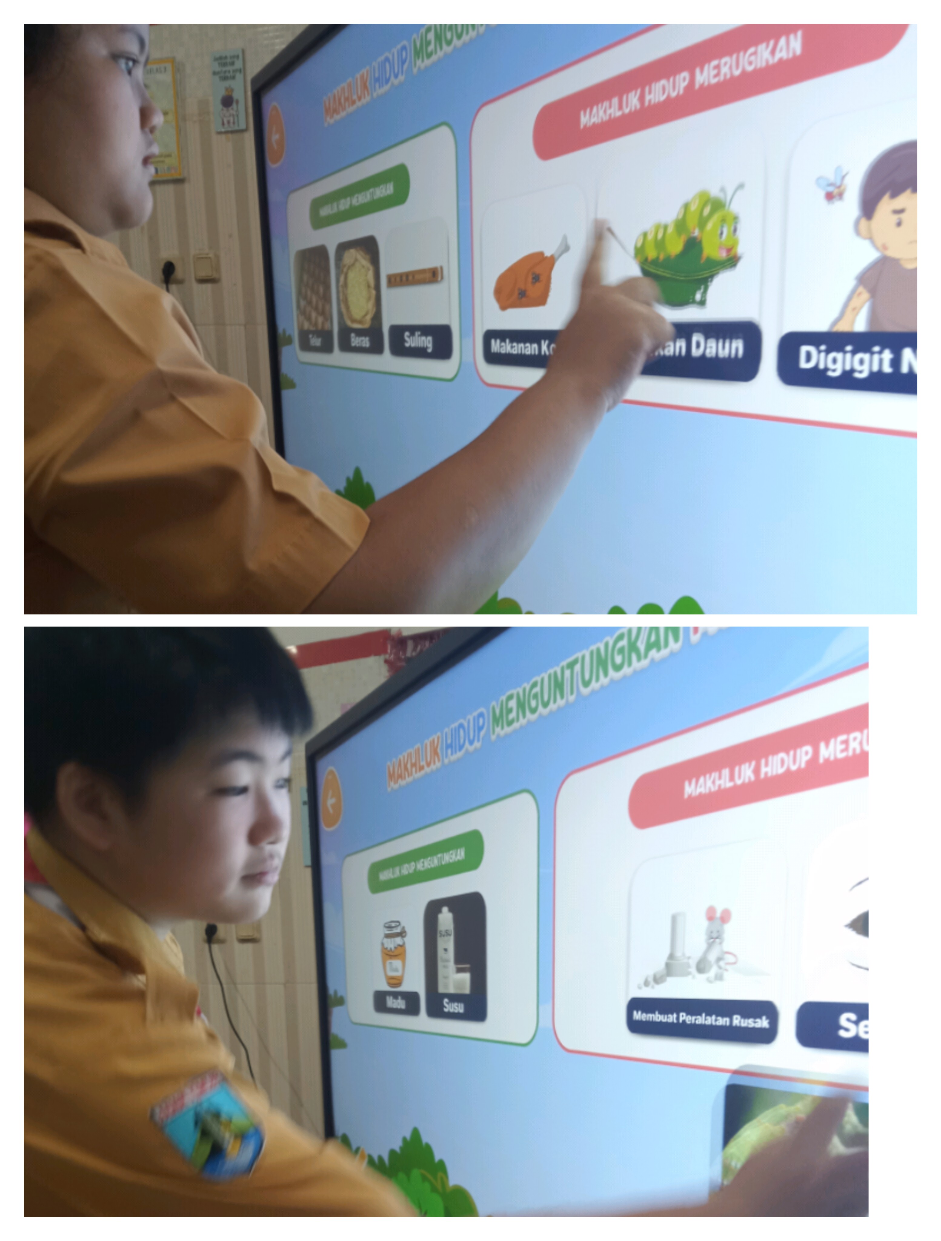 - Makhluk hidup dan tak hidup 
- Tempat tinggal makhluk hidup
- Makhluk hidup yg menguntungkan dan merugikan