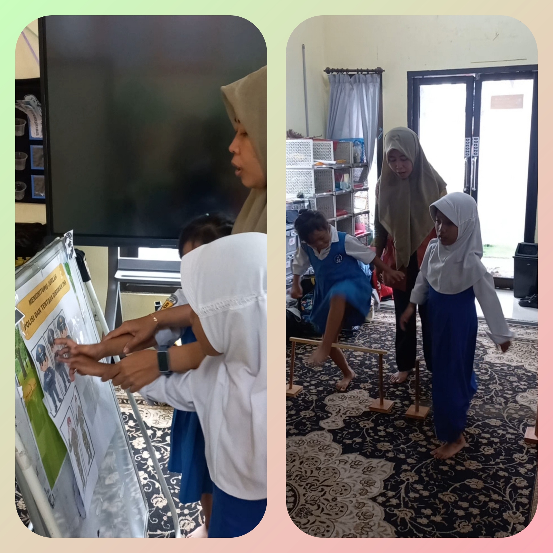Melompat di atas halang lintang dan menghitung gambar profesi