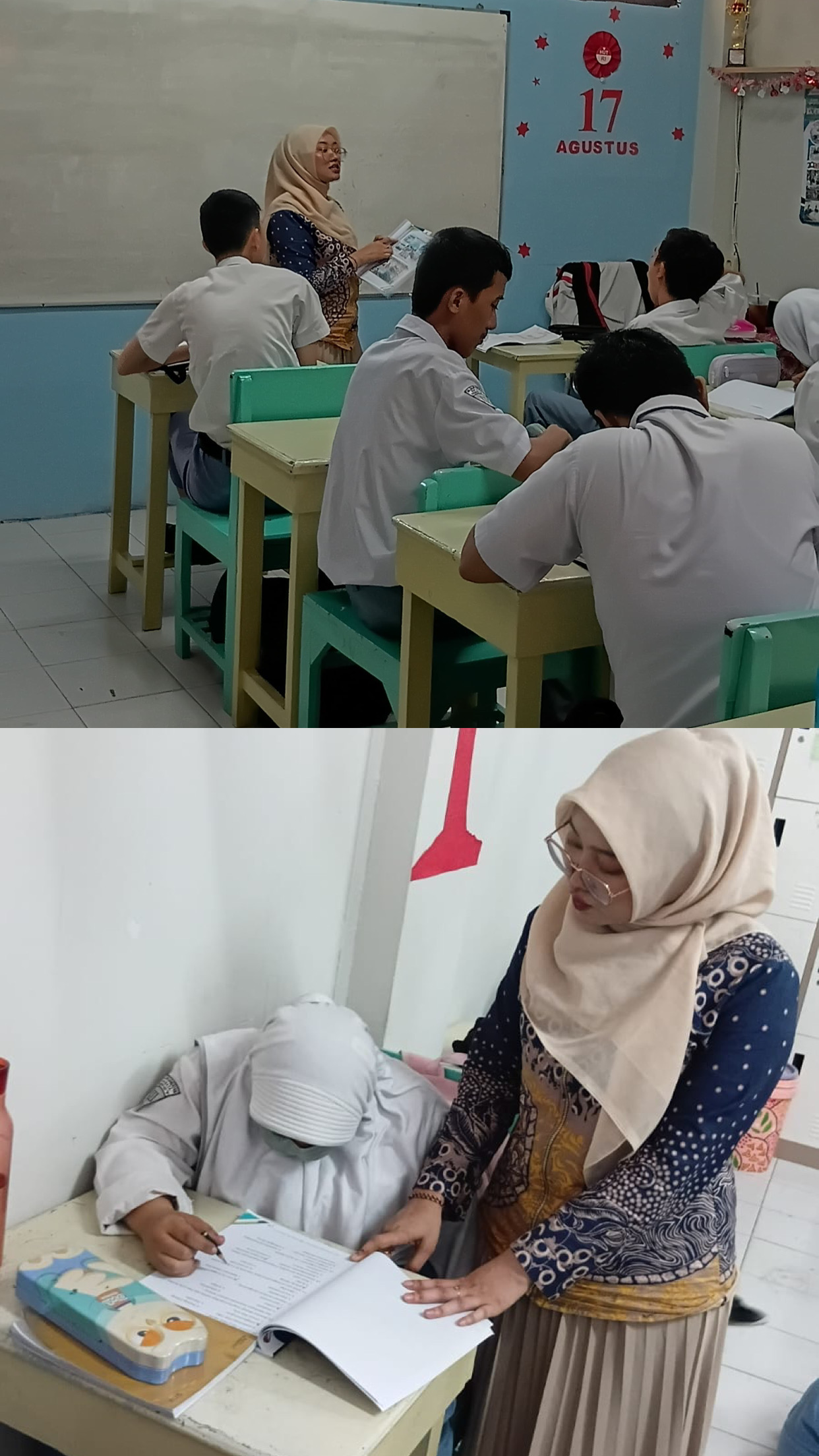 <p>untu anak subsitusi materi Pancasila sebagai Ideologi Negara</p><p>anak omisi materi Nilai Norma</p>