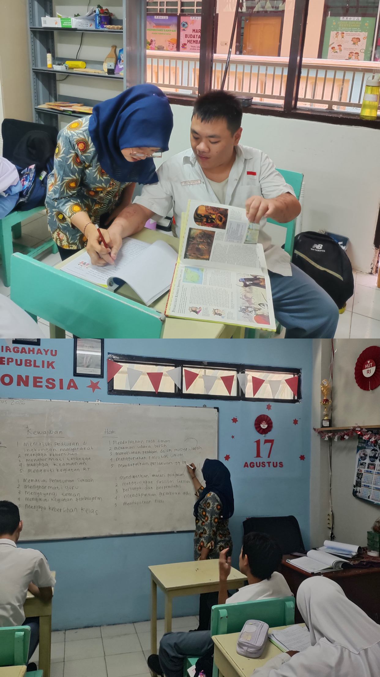 <p>Subsitusi : ideologi pancasila </p><p>omisi : hak dan kewajiban</p>