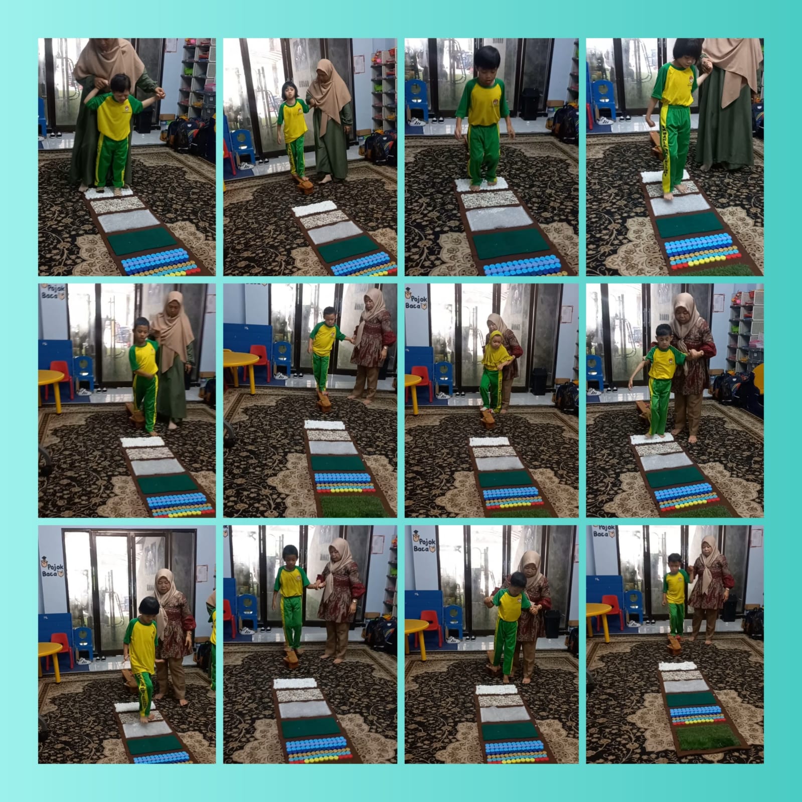 <p>Naik papan Titian dan stimulasi sensorik</p>